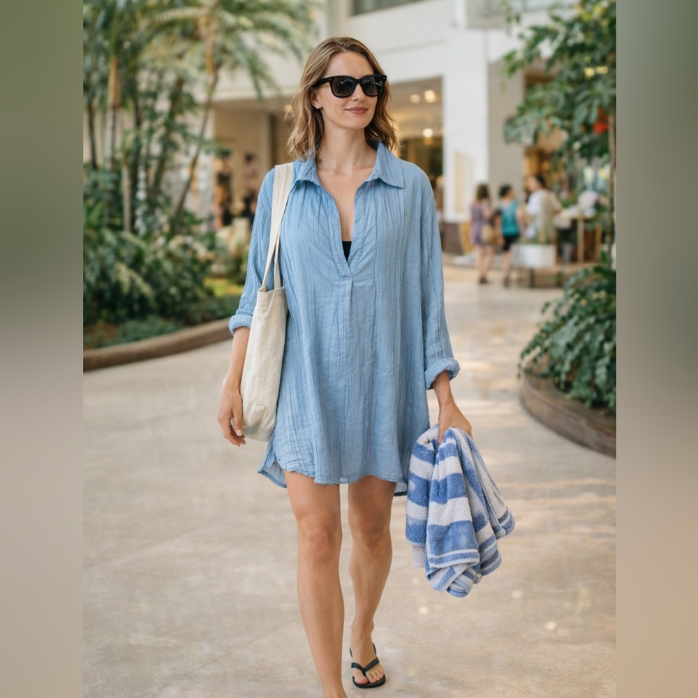 NWOT Tunic Top Cover Up by Freely Cotton/Poly for Lounging or the Beach